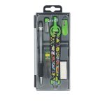 Trusa compas scolar din metal cu desene, cu 6 accesorii (12 blistere/display) - imagine 2