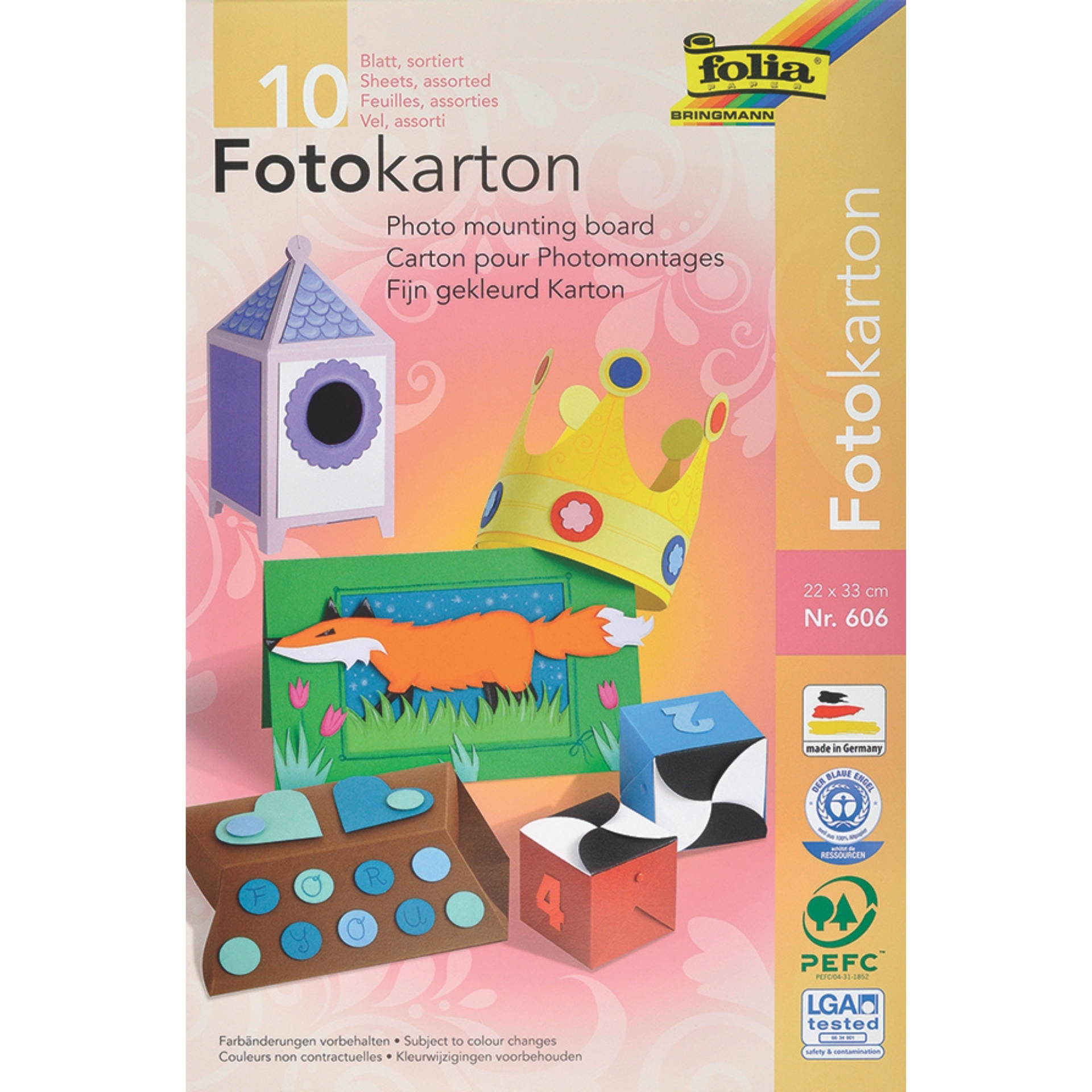 J-606 Carton colorat asortat 10 culori, A4, 23 x 33 cm, 300 g/m2 - imagine 1