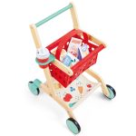 Jucarie din lemn - Carucior rosu de cumparaturi (10 piese) - imagine 8