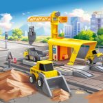 Jucarie din lemn - Set constructii macarale feroviare - imagine 7