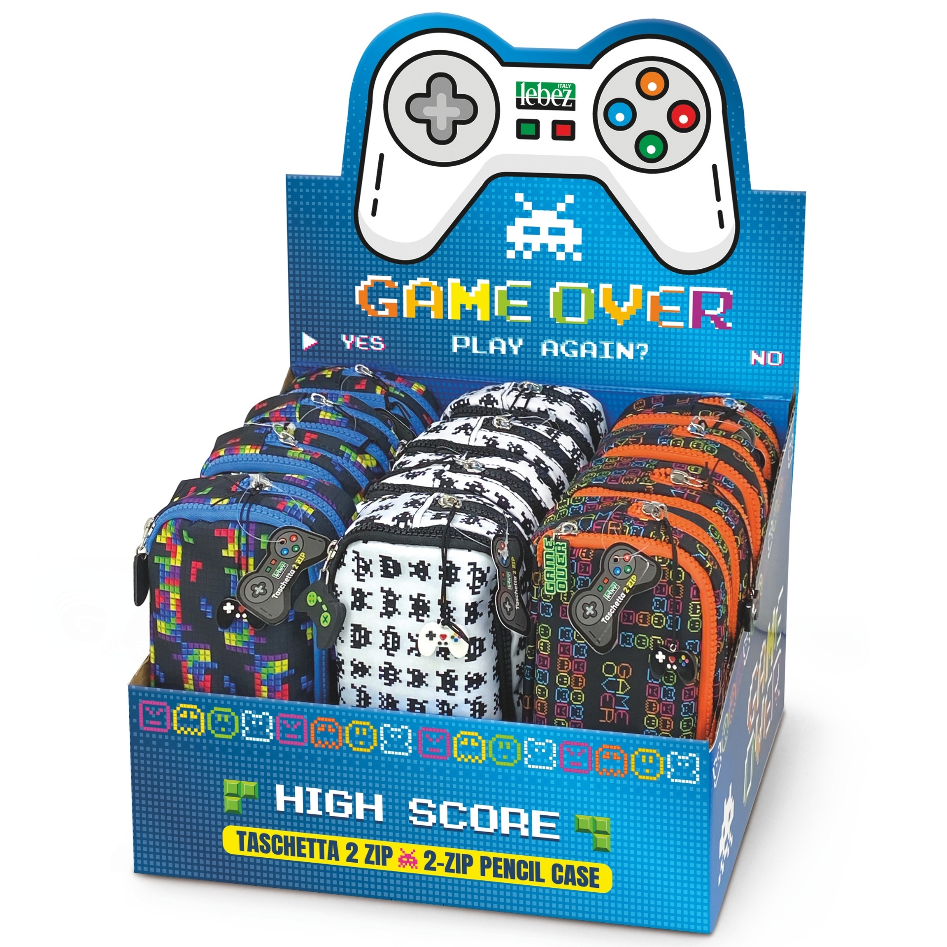 82241_Expo Penar Game Over – cu 2 fermoare si charms (12 buc/display) - imagine 1