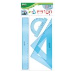 Set de desen din plastic transparent – 4 piese cu rigla 30 cm, in punga agatatoare