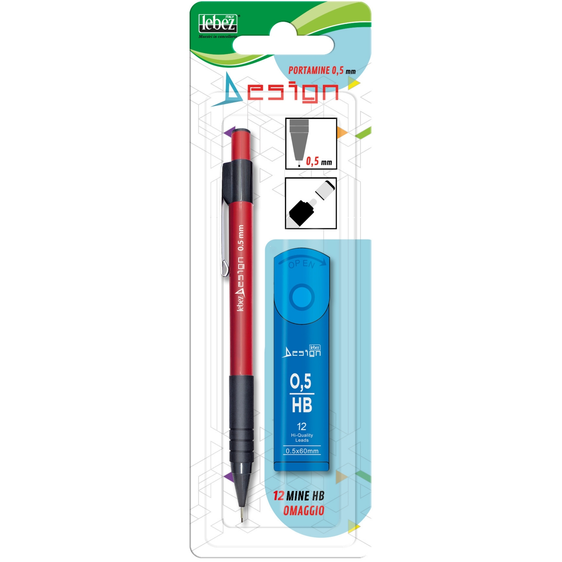 81465_Blister-1-Portamine-12-mine_2025-copia Creion mecanic 0.5 mm cu guma in buton + 12 mine HB – blister - imagine 1
