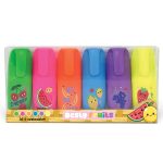 Set marker evidentiator fluo Besty Fruits, 6 culori (6 buc/blister, 8 buc/display) - imagine 2