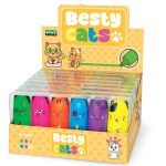 Set marker evidentiator fluo Besty Cats, 6 culori  (6 buc/blister, 8 buc/display)