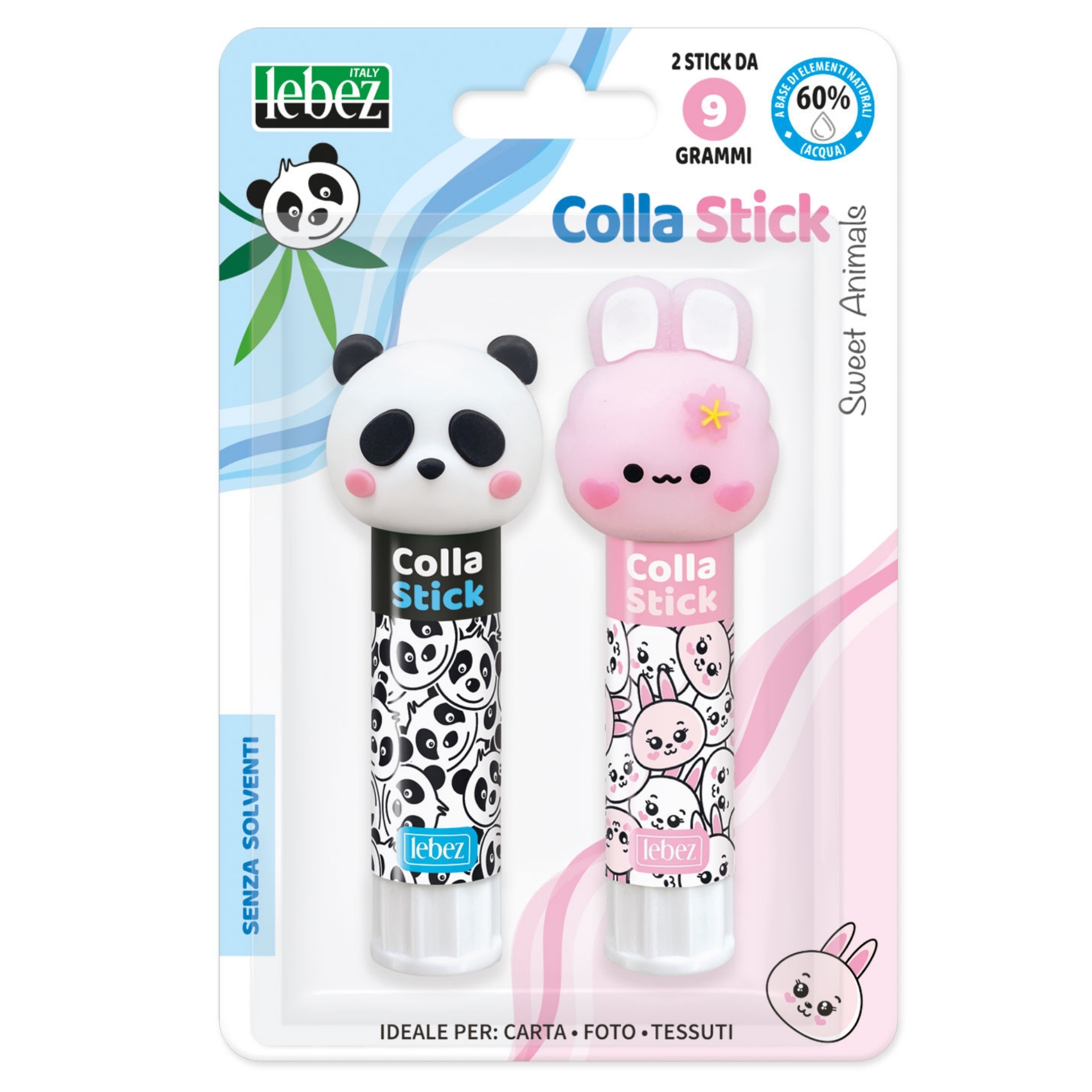 82255_blister-colla-stick-Bunny_Panda Lipici solid 9 g Sweet Animals, set 2 buc (2 buc/blister) - imagine 1