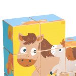 Puzzle din lemn cuburi – Animale de ferma 3 x 3 - imagine 6