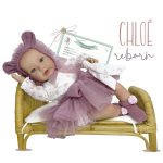 Papusa Nines D’Onil, Chloe Reborn, nou-nascut, cu accesorii, cu miros de vanilie, 48 cm